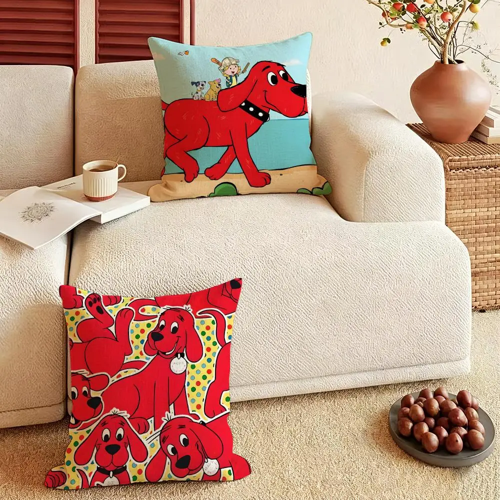 Cartoon Clifford the Big Red Dog-g Cushion Cover Pillow Case Anti-dustmite Pillowcase Silky Short Plush Sofa Cushion Cover hot - view 3