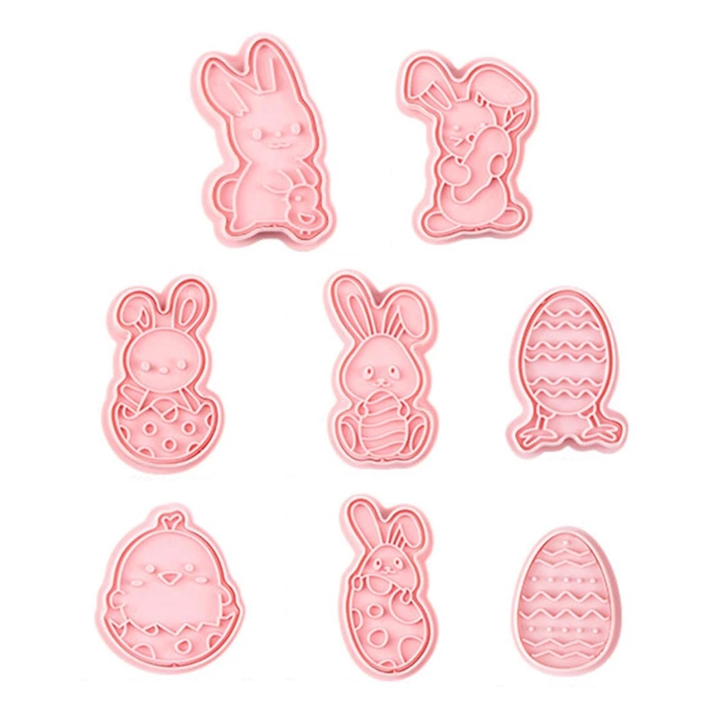 3D Cartoon Bakeware Tools, Sugarcraft Mould, Cake Molds, Easter Biscuit Gift, PP Mold Set of 8