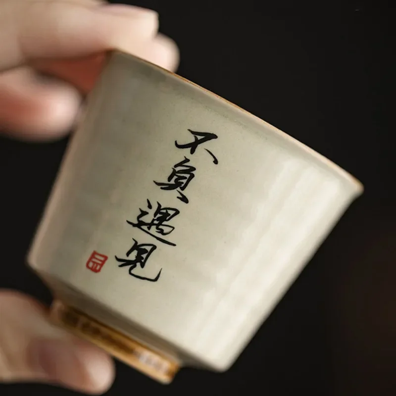 1 Pc จีนแบบดั้งเดิมพืช Ash ถ้วยชาเซรามิคมือวาดชามชาในครัวเรือน Teaware Teacup Master Cup ถ้วยสมาธิ 60ml