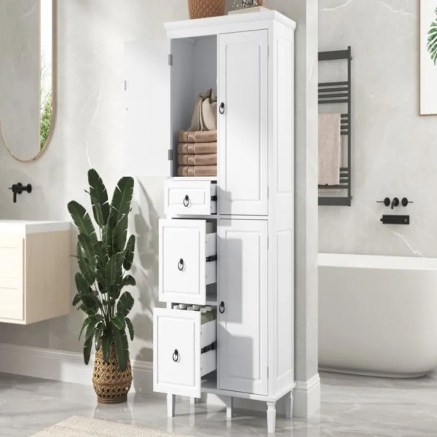 

Retro MultiFunctional Storage Cabinet with Adjustable Shelves 3 Drawers and 3 Enclosed Compartments Stylish and Versatile Organ