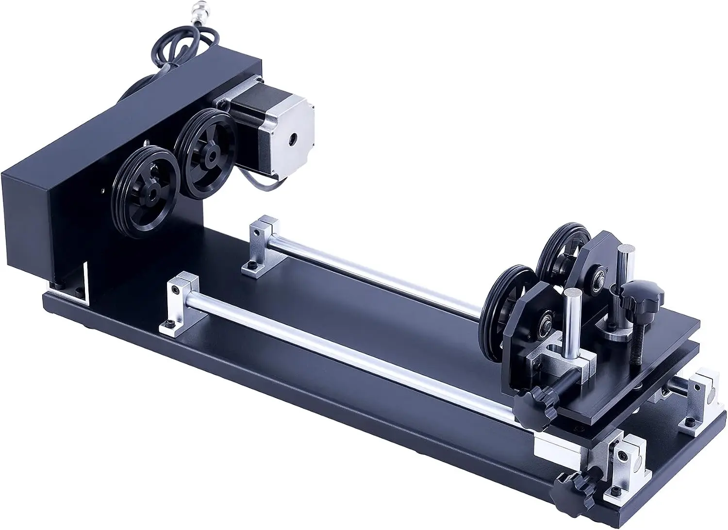 4-Wheel Rotary Cutter and Engraver Attachment with Nema 23 2-Phase Stepper Motor for 50W 60W 80W 100W 130W CO2 Laser Engraving M