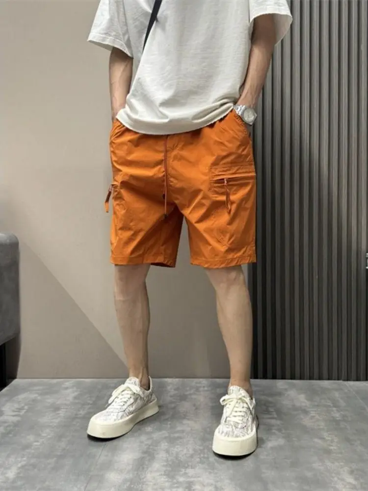 

Casual Outdoor Men's orts Summer New Loose Fit Five ket Straight Leg Pure Color Workwear Sle Faion Urban Look