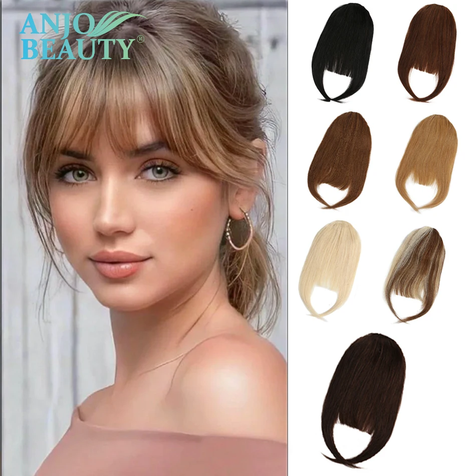 Human Hair Bangs Front 3 Clips Natural Hair Bangs OverHead Clip In Hair Extensions 8inch 20g Black Brown Blonde