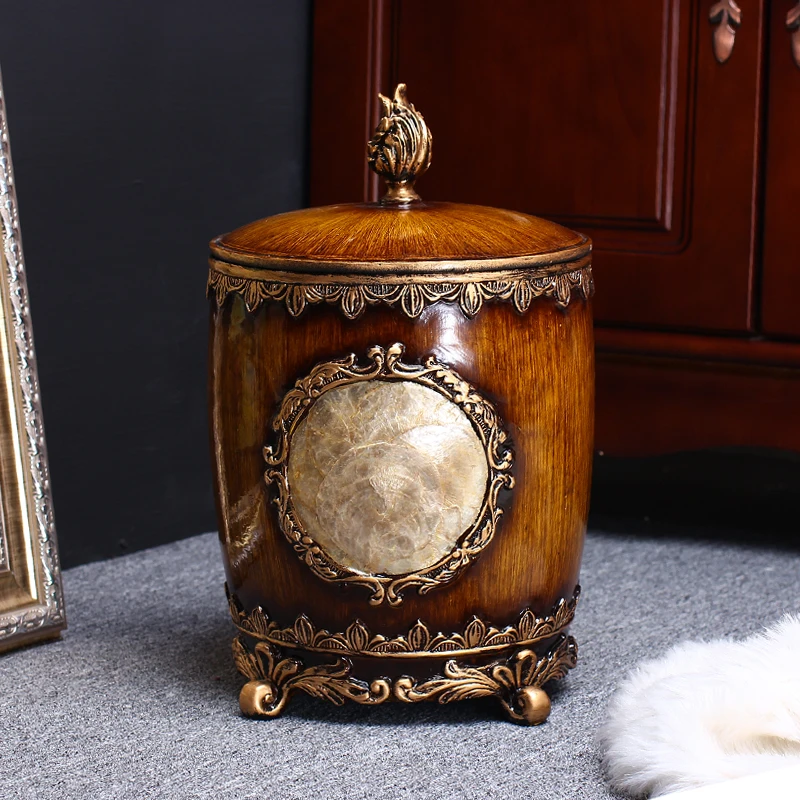 

Креативная мусорная корзина с крышкой в европейском стиле, корзина для хранения в американском стиле, декоративная деталь, товары для дома Papeleras