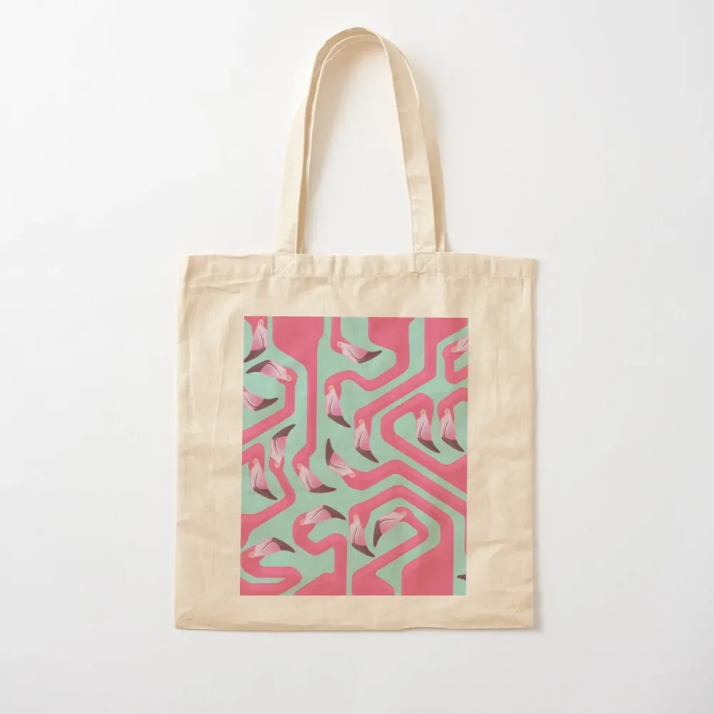 

Flamingo Maze on beach glass background. Tote Bag handbag shopping trolley bag custom bags Tote Bag