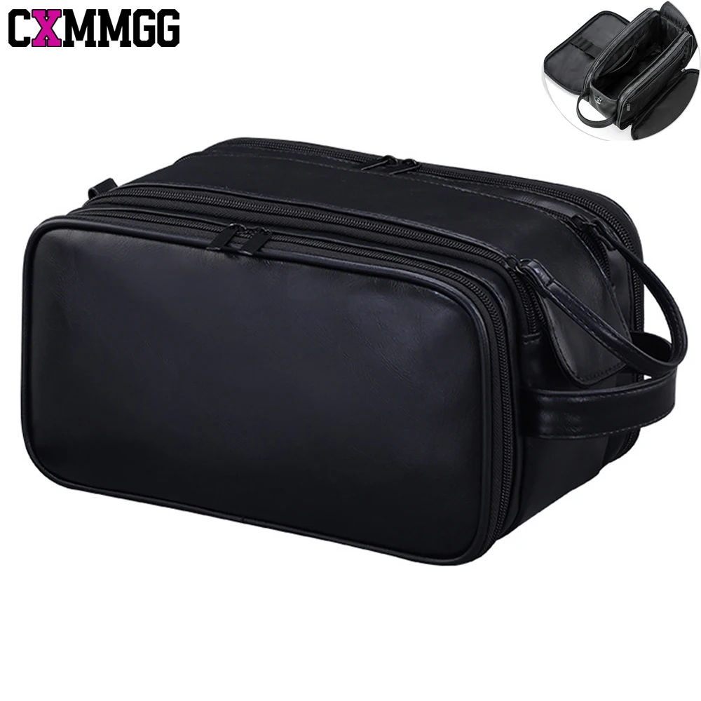 

`PCS Men's Travel Toiletry Bag, All-in-One Hanging Dopp Kit Organizer, Waterproof PU Leather for Business, Gym, Swim & Camping