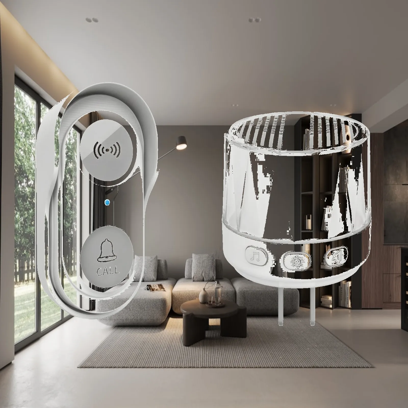 Adjustable Volume Call Bell | entry chime with wall-mounted receiving base, 38 Selectable Melodies, Emergency Pager with Call