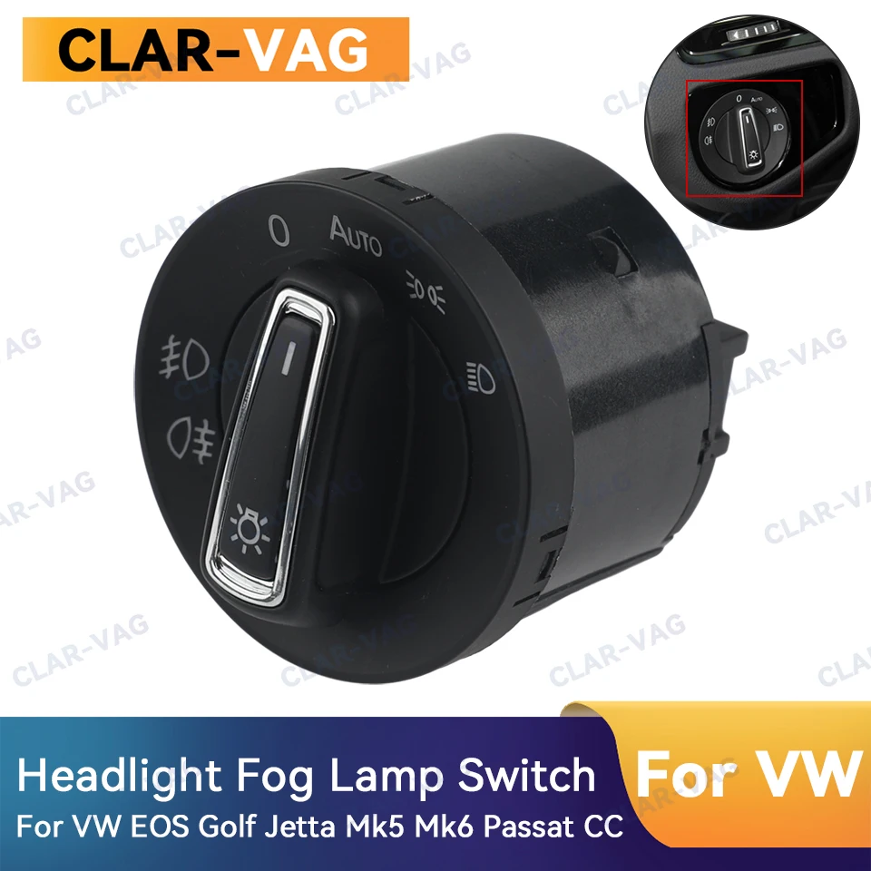 5ND 941 431E Chrome Car Fornt Fog Light Sensing Headlight Switch  For VW Golf MK5 MK6 Passat B6 CC Touran Tiguan 5ND 941 431B