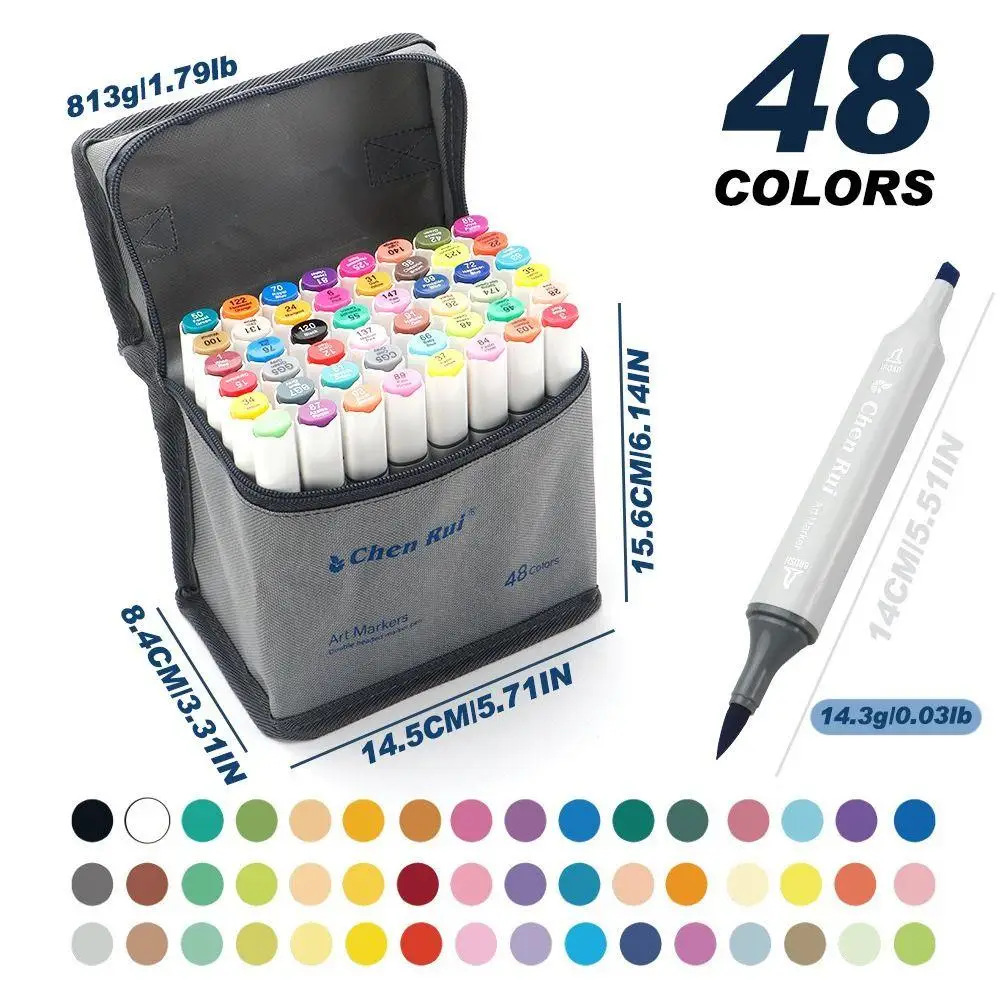 48 60Pcs Dual Tip Alcohol Markers Brush Tip Brush Markers Portable Art Marker Set Drawing