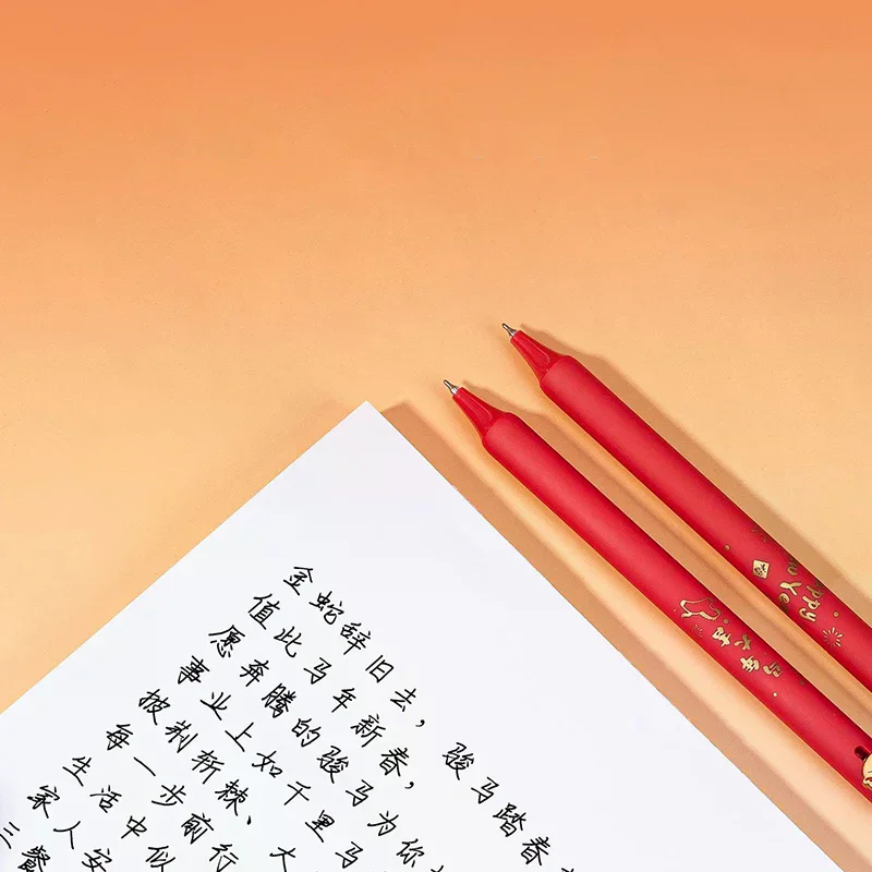 1/4Pcs Year Of The Horse Gel Pen Cute Cartoon Pony 0.5mm Black Ink Pens School Office Stationary Student Prizes New Year Gift