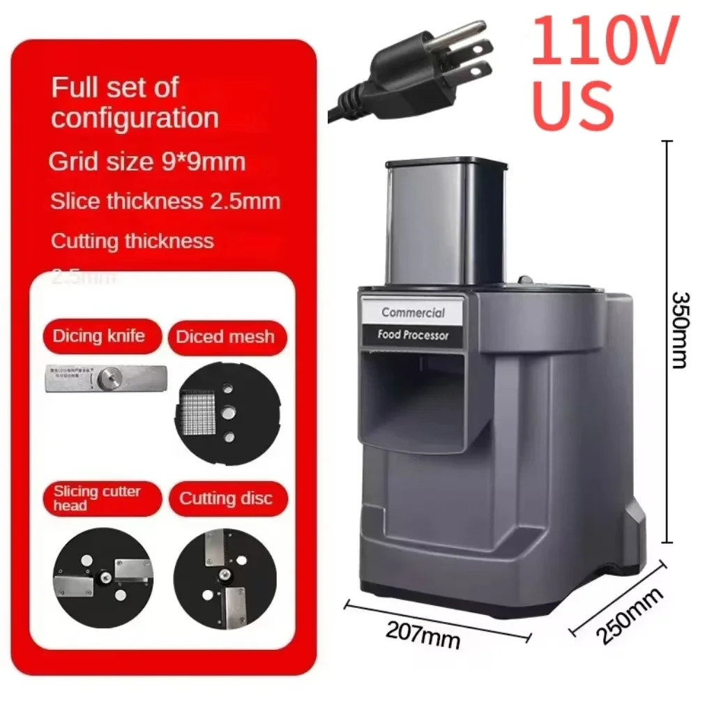Commerciële Groente Chopper 3-in-1 Multifunctionele Elektrische Snijmachine Wortel Aardappel Slice Shred Blokjes Keukenmachine