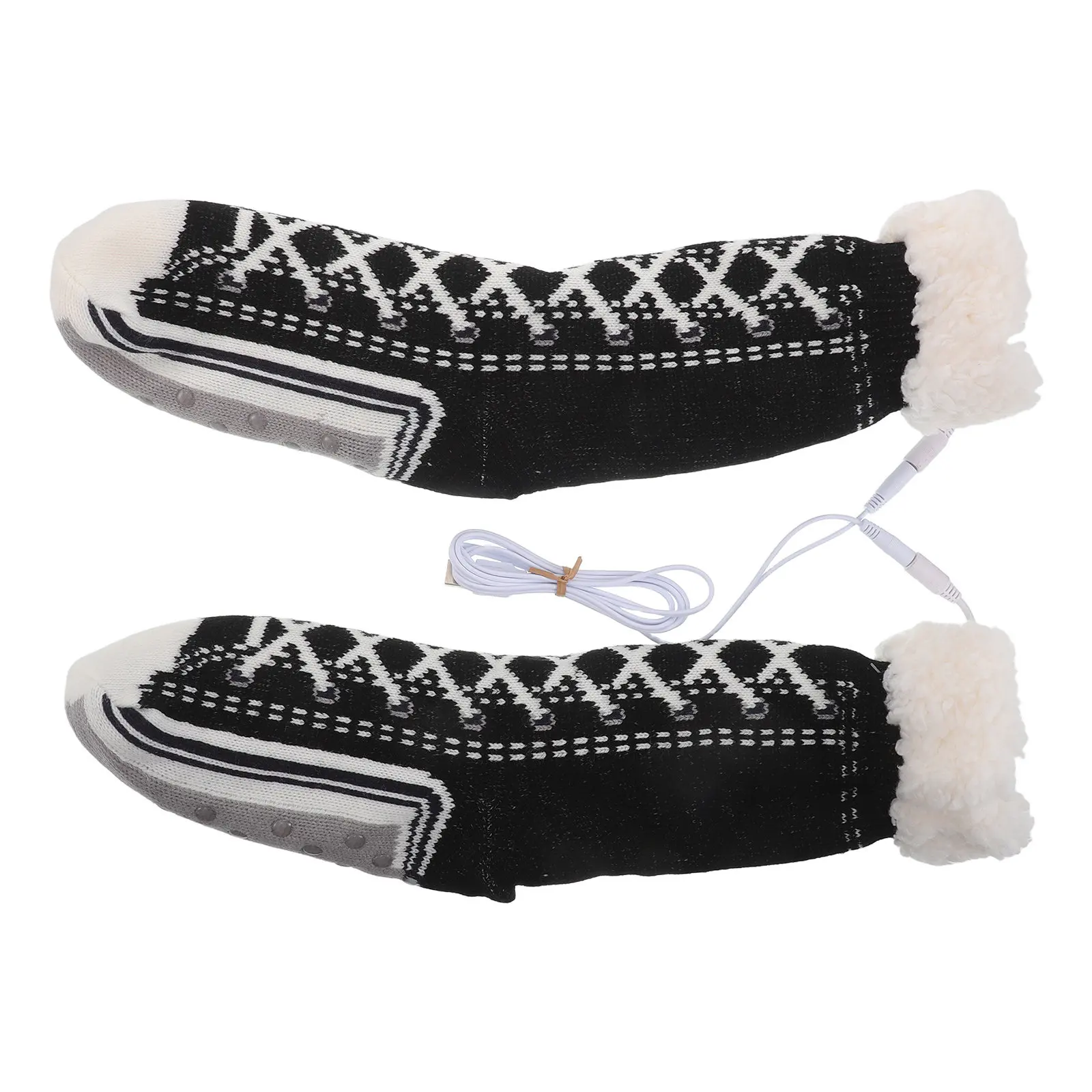 

1 пара электрических носков с подогревом, USB-грелки, вязаные термоноски, 45 см, зимние, для дома и улицы, для мужчин и женщин