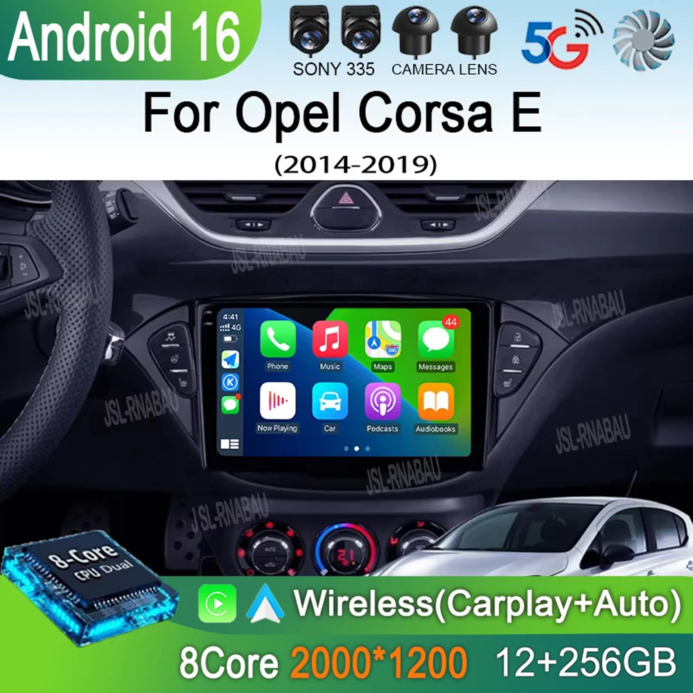 Android 16 Car Radio Carplay For Opel Corsa E 2014 2015 - 2019 2 Din Audio Multimedia GPS Navigation Auto Stereo Monitor BT WIFI
