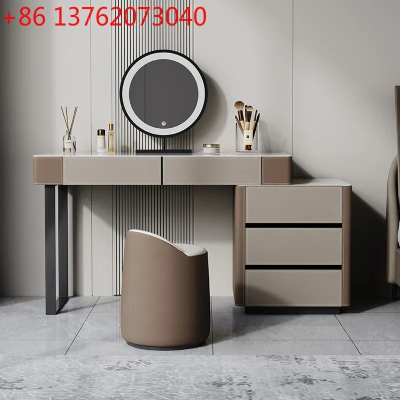 Italian light luxury small apartment rock slab makeup table dresser storage chest integrated