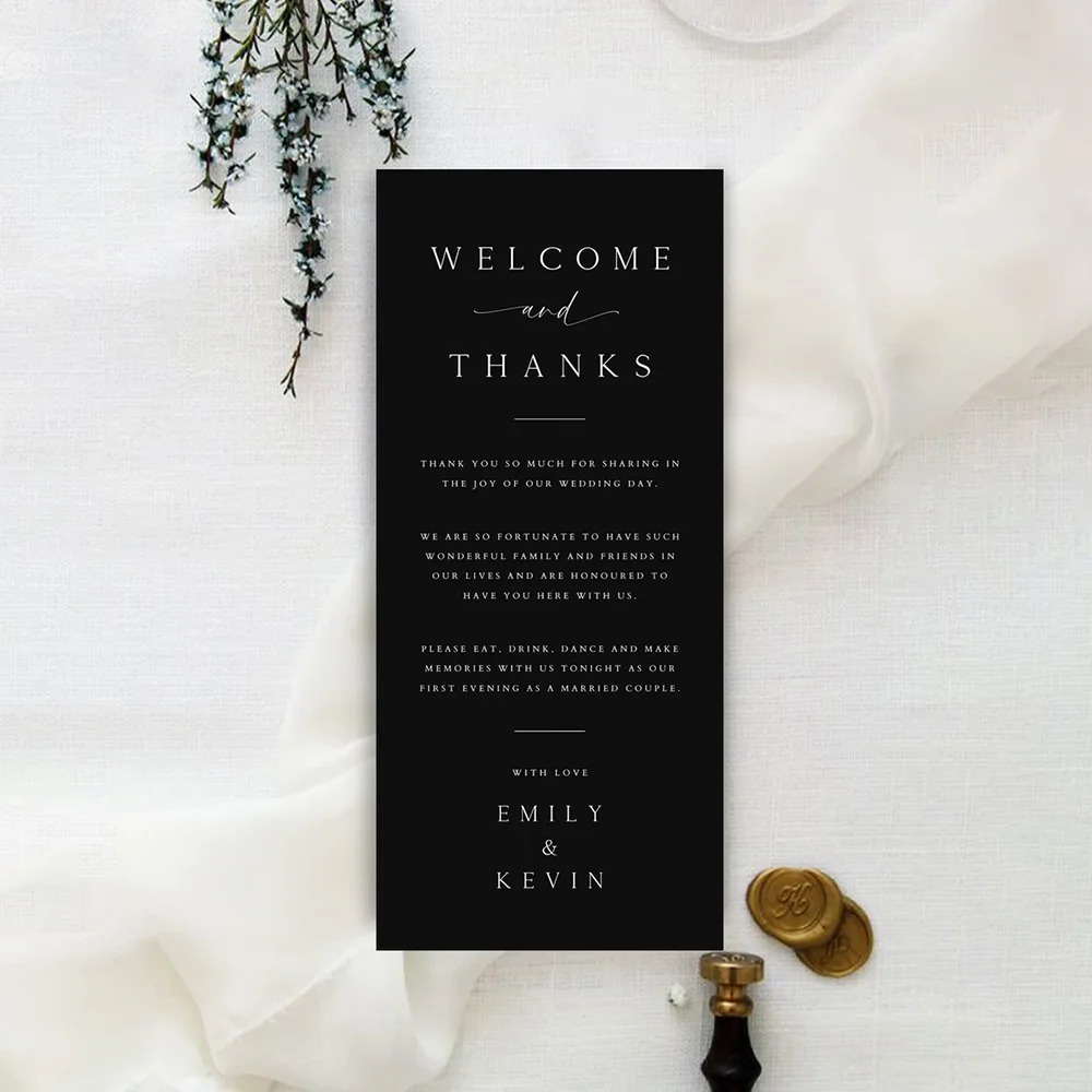 Personalized Thank You Seating Cards, Wedding Table Setting Thank You Cards, Black Black Thank You Card with Name Greeting Cards