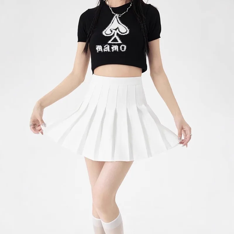 

High Waist Pleated Skirt School Girl Korean College Style Sexy Mini Half Body Skirts Self-cultivation A- Line Short Skirt