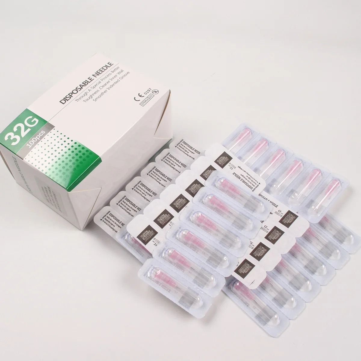 100 قطعة الوشم الصغيرة غير مؤلم الجمال إبرة 32G4MM 32G6MM 32G8MM 32G13MM 32G1.5MM 32G2.5MM العقيمة حاقن إبرة الجفن أداة