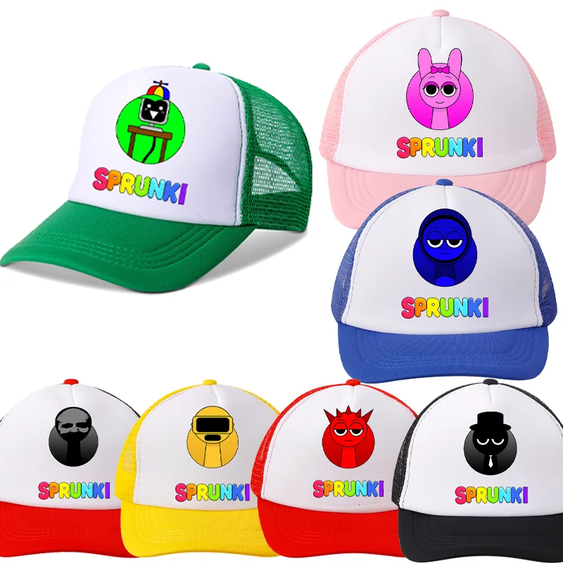

Incredibox солнцезащитные шляпы Sprunki солнцезащитный козырек бейсболки регулируемая повседневная шляпа с мультяшными животными для спорта на открытом воздухе фуражка подарок на день рождения