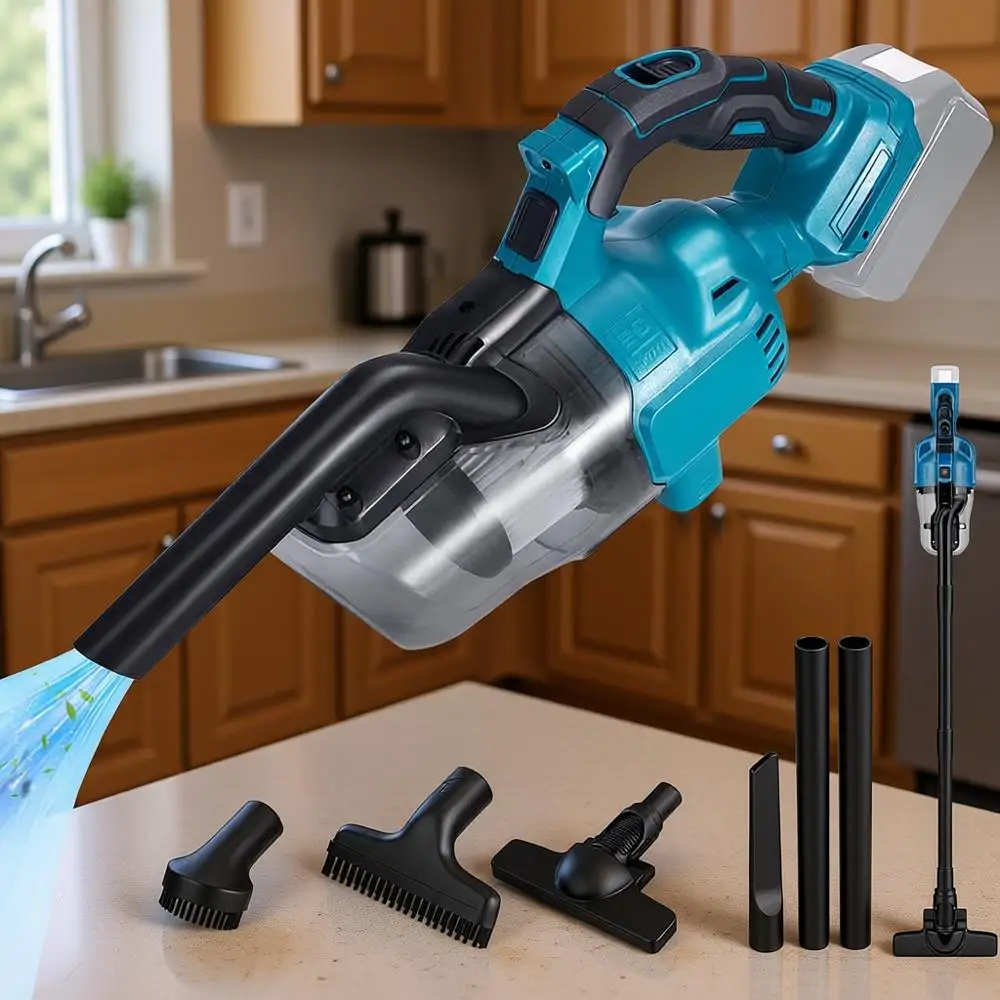 

Handheld Cordless Vacuum Cleaner, Portable Wireless, 4 Nozzles, 2 HEPA Filters, Lightweight for Home Pet Hair, Car (Battery Not