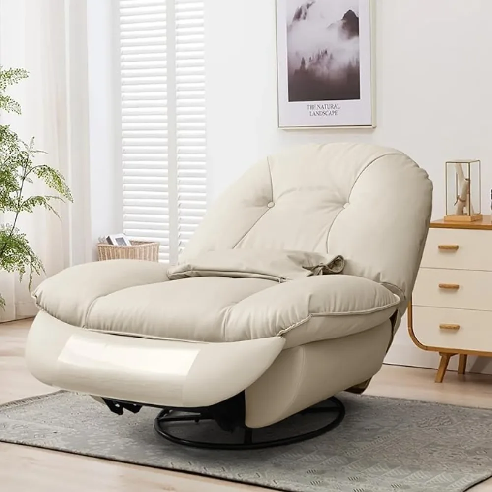 

Swivel Glider Recliner, Extra Large Seat, Upholstered Silicone Leather, Living Room Rocker, Reclining Sofa Chair, 4.5 in