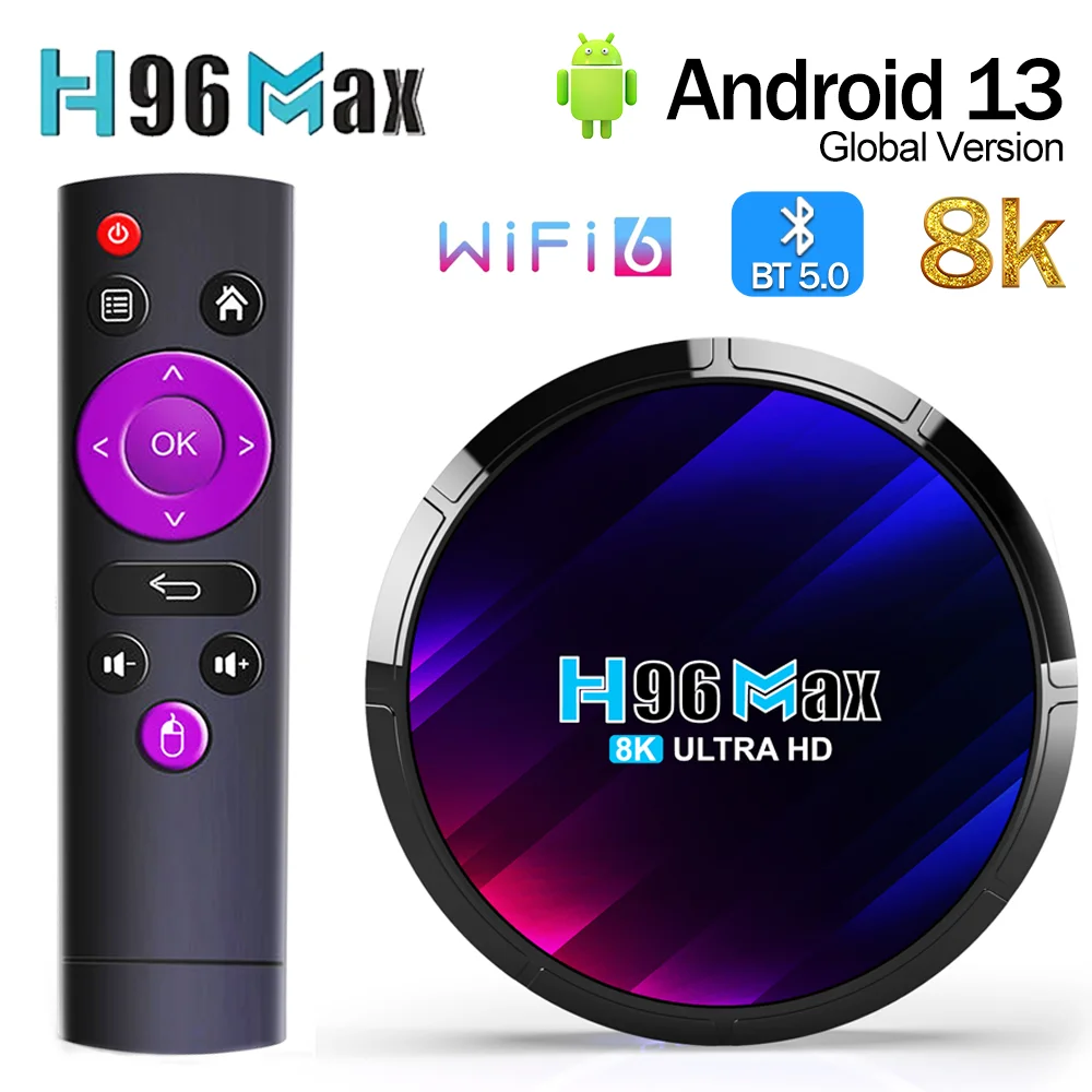 H96 MAX RK3528 Android 13.0 Smart TV Box Wifi 6 8K 4GB 64GB 100M USB3.0 2.4G y 5G Wifi Dual BT5.0 2GB16GB Set Top Box Reproductor Multimedia