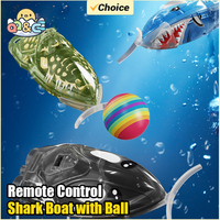 Rc Stunt Ship with Ball RC Shark Toy 2.4G Water Playing Remote Control Boat High Speed Pushing Play Toys for Boys Kid Xmas Gifts