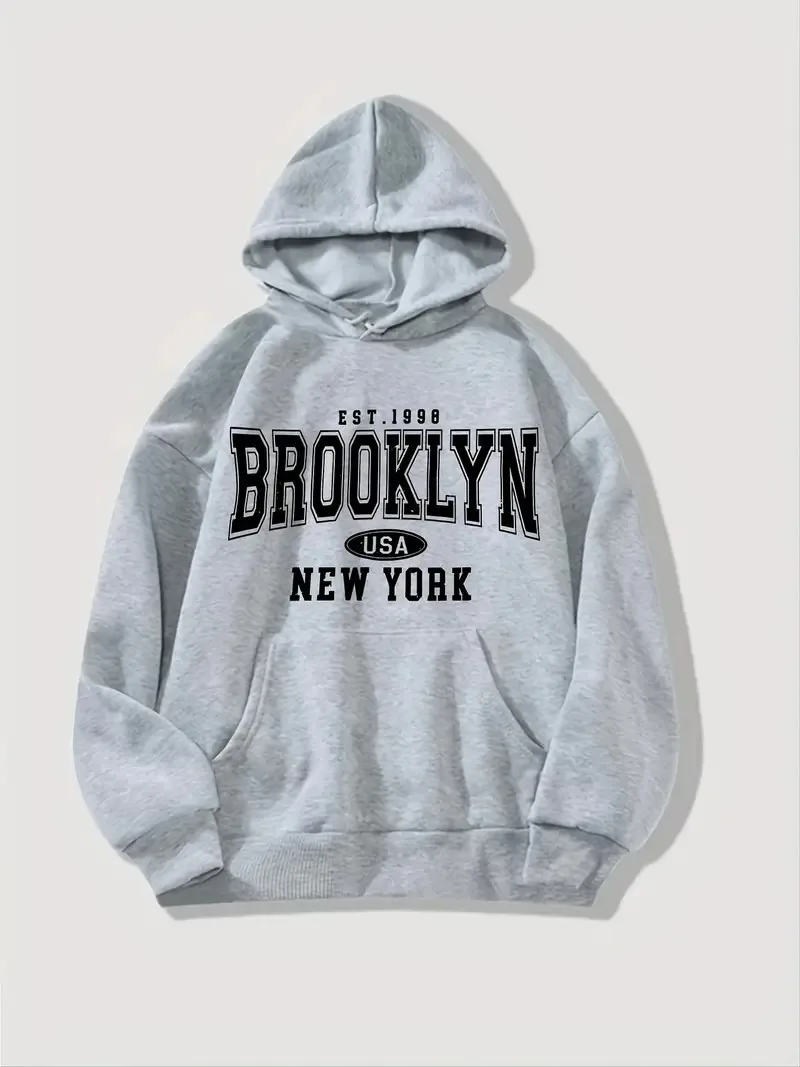 

Brooklyn графический принт осенние и зимние хлопковые мужские и женские толстовки с капюшоном для уличных спортивных тренировок, модный бренд