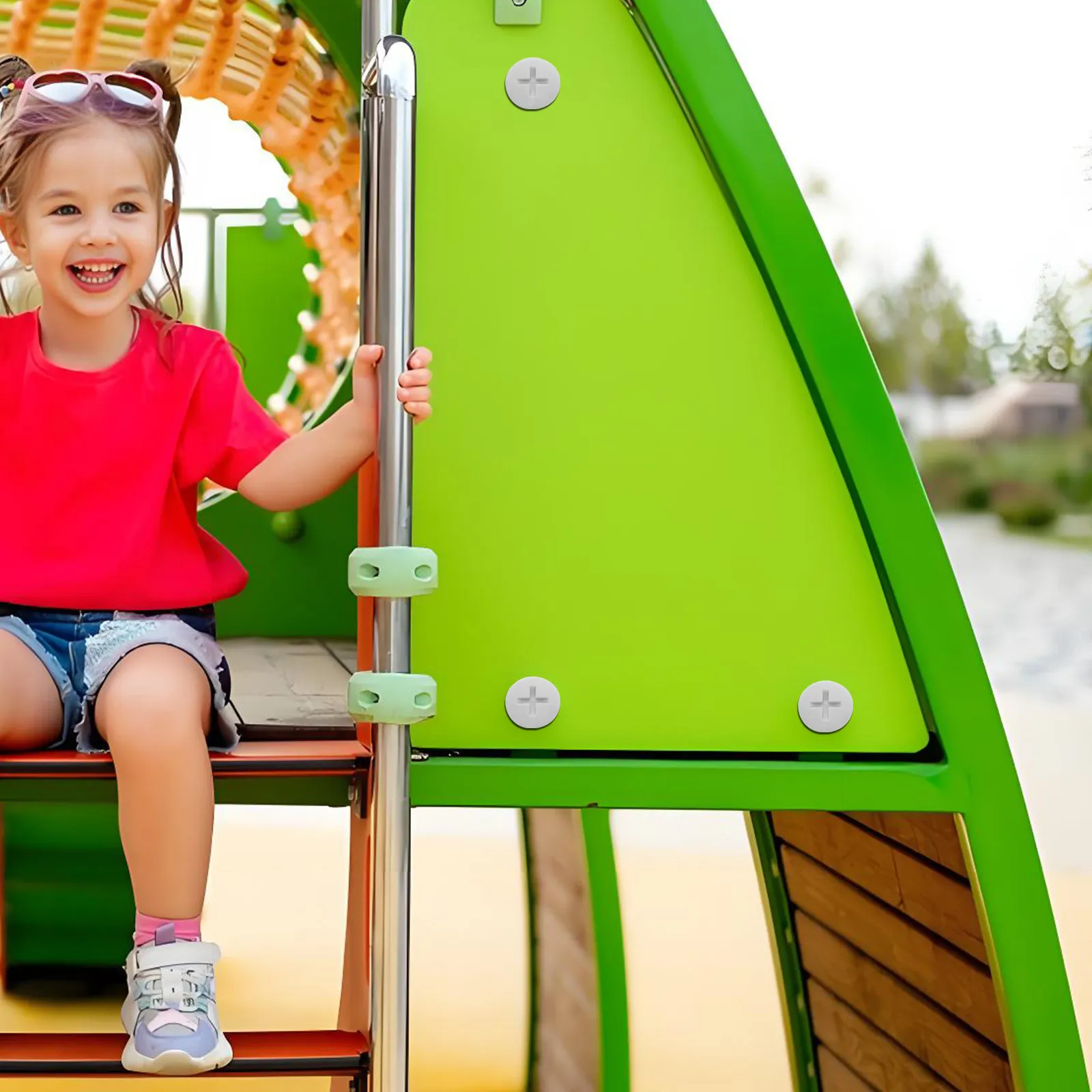 4Sets Slide Fixing Screw Caps Plastic Slide Accessory Safe Rounded Design Wear Resistant Indoor Playground Equipment