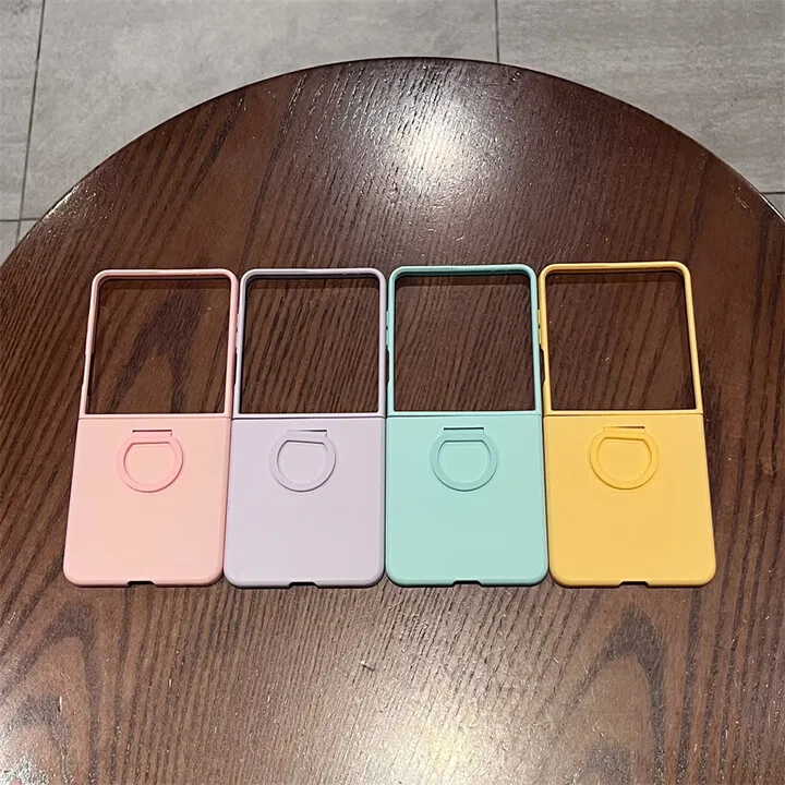 

Для Samsung Z Flip7 чехол для телефона Z Flip6/5 складной экран W24/W25 флип-кольцо с пряжкой чувствительный к коже розовый защитный чехол от падения