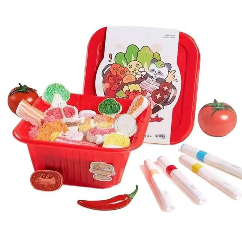Multicolor DIY Painting Kitchen Toys Plaything Funny Design Swelling Food Toys Kids Safe Cartoon Pretend Play Playset