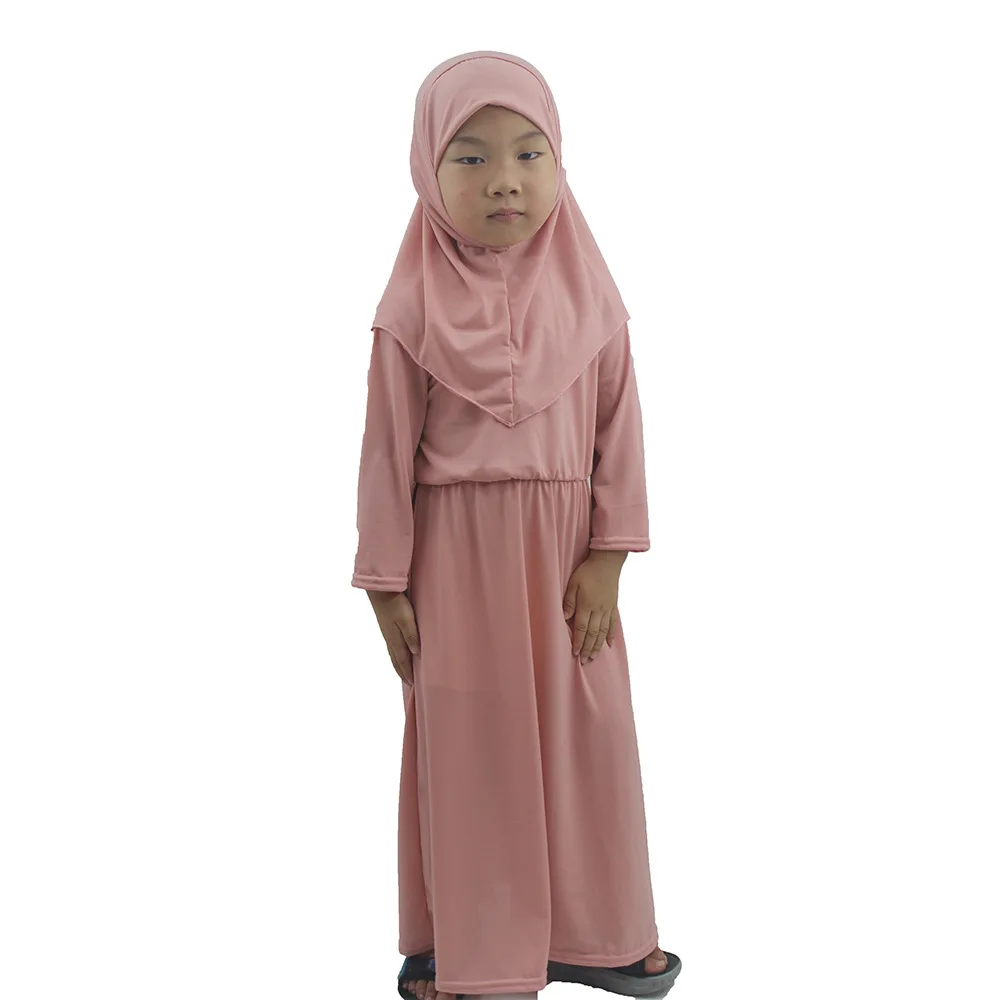 Muslim Abaya Robe and Headscarf Set for Girls Kids Hijab Prayer Dress Khimar Burqa Kaftan Children Gown Islamic Outfits Jalabiya