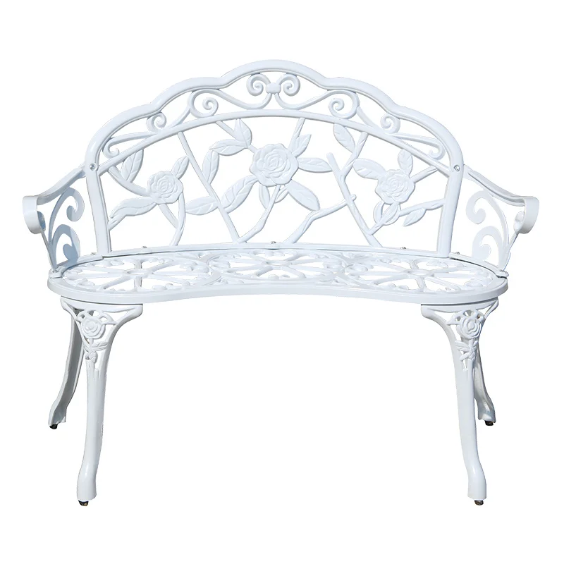 

Cast Aluminum Outdoor Bench Park Chair Balcony Backrest Bench Villa Courtyard European Outdoor Furniture
