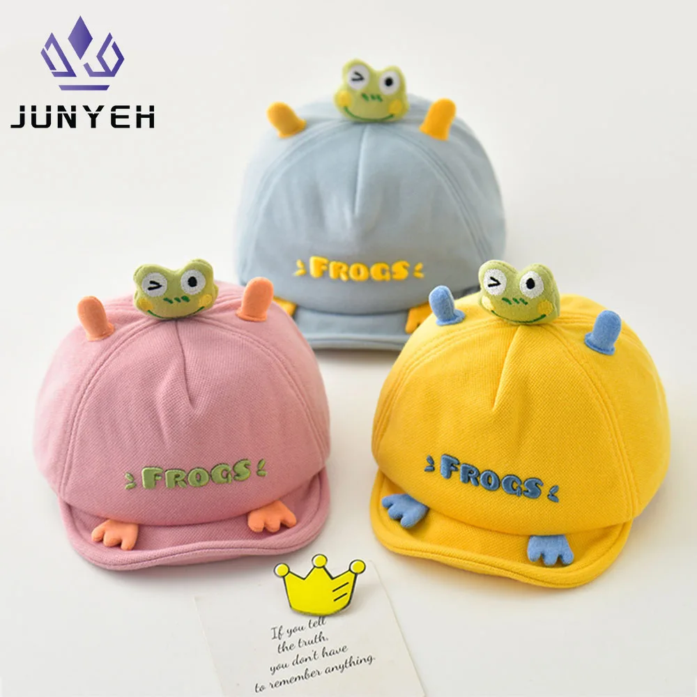

Детская шапка с 3D лягушкой, осенне-зимняя кепка с утконосом для мальчиков и девочек, бейсбольная кепка с мягкими полями, милые солнцезащитные шапки для младенцев для детей 5-24 месяцев