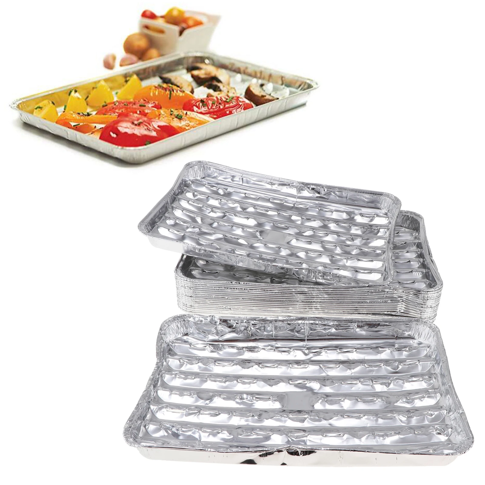 20pcs/set Disposable BBQ Pans Aluminum Foil Barbecue Grilling Trays Outdoor