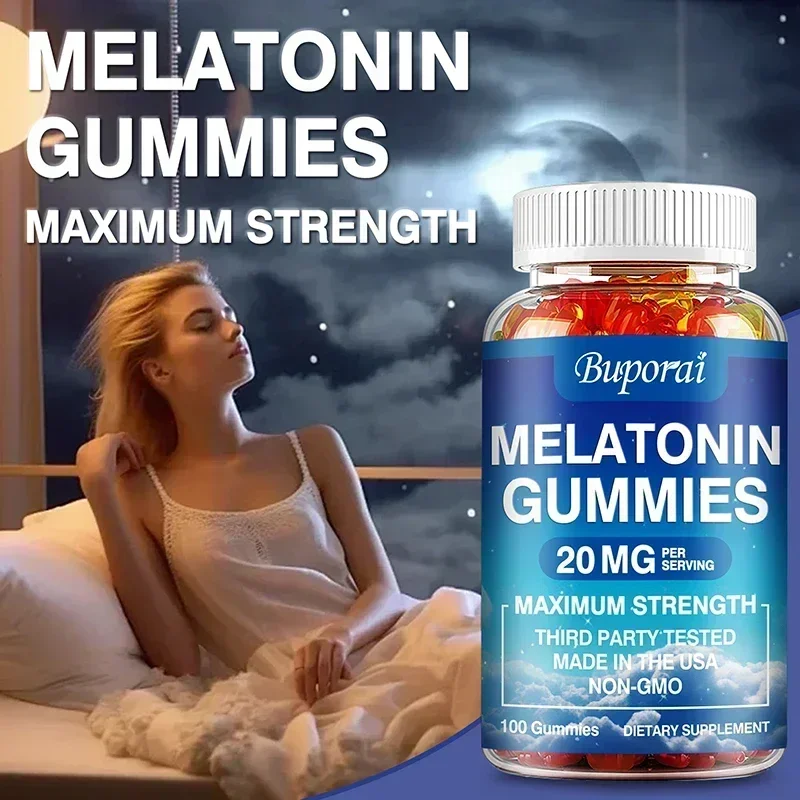 

Melatonin Gummies - Helps Deep Sleep, Improves Insomnia, Relieves Anxiety and Stress, and Improves Immune Health