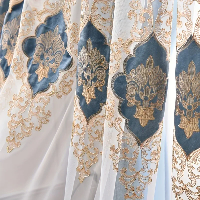 1pc Boho Embroidered Gauze Curtain Sun Protection and Breathable Living Room and Bedroom Decor
