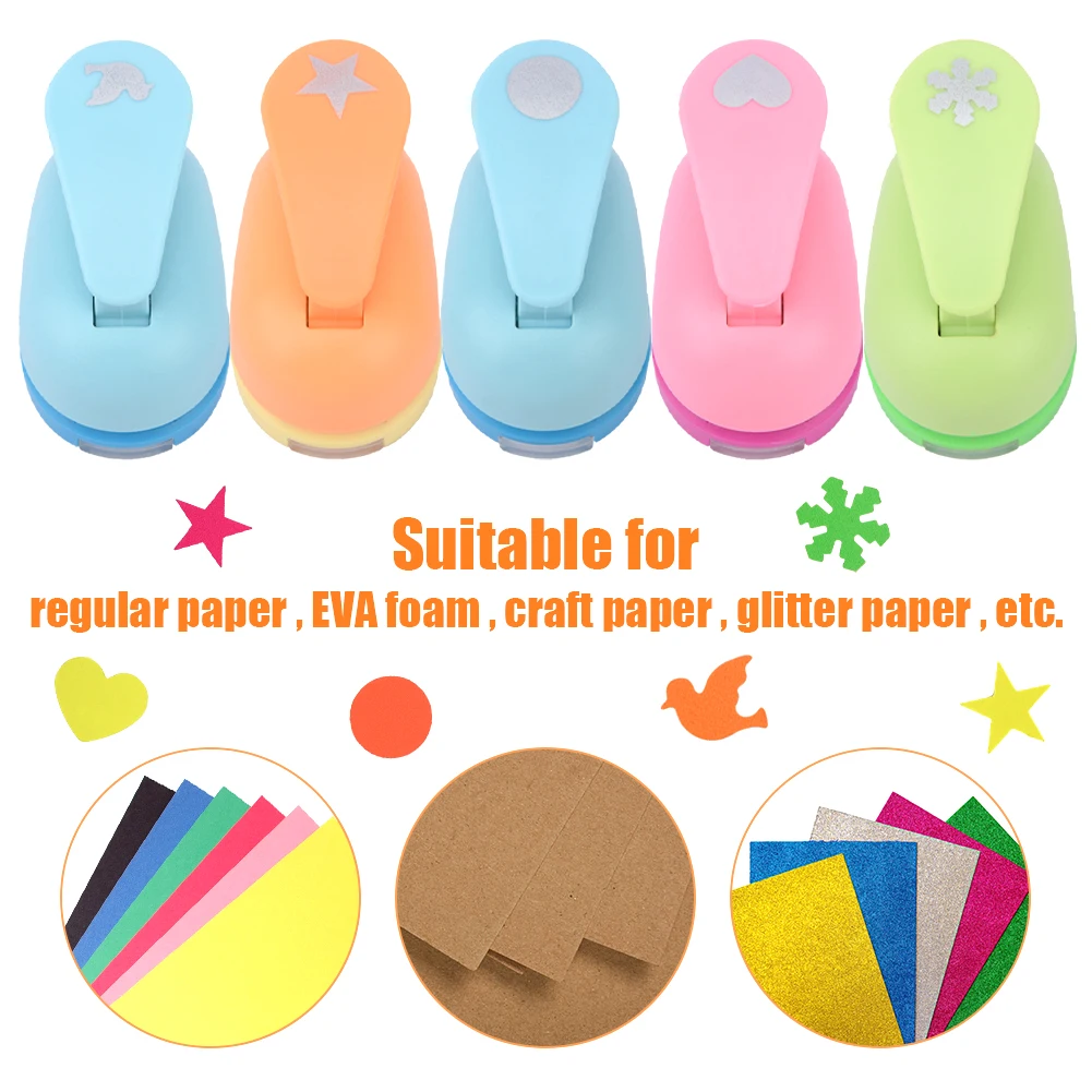 Paper Craft Hole Punch Set para Crianças, Card Making, Nail Decor, Artwork, Scrapbook, Snow Pigeon, Colorido Star Circle, Photo Album, 5pcs