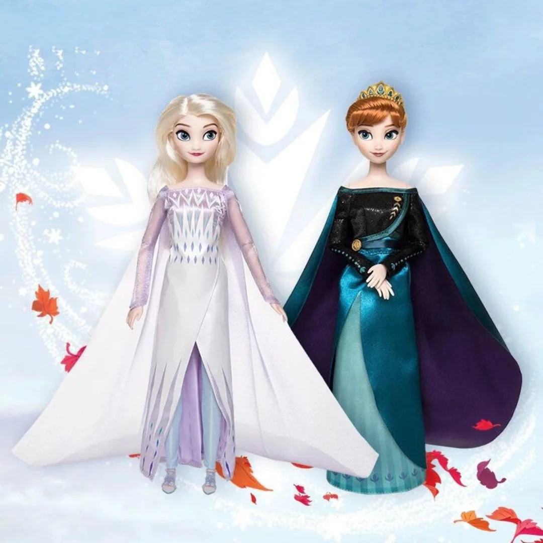 Disney Frozen Coronation Version Queen Elsa Anna Anime Doll Figurines Gift Box Twin Suit Children Gift Birthday Gift Decoration