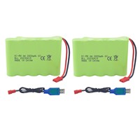 2PCS 6.0V 2800mAh AA Rechargeable Battery With JST-2P Plug And USB For The New Huina 540 Dump,520 510 540 RC Engineering Vehicle