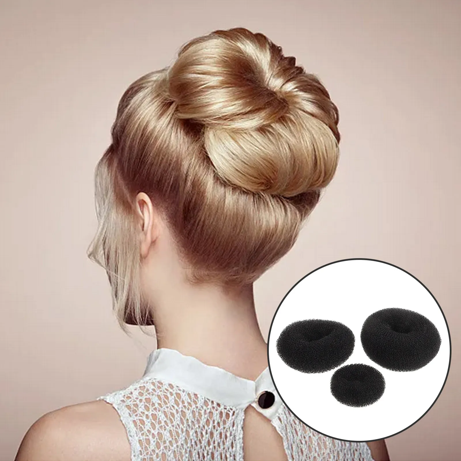 

Набор из 3 легких и мягких нейлоновых колец для пучков волос, для длинных волос, быстрое решение для укладки на каждый день и для особых случаев