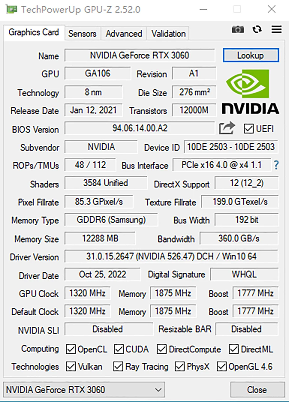 Placa gráfica MLLSE RTX 3060 12GB GDDR6 192Bit PCI Express 4.0 × 16 8Pin NVIDIA GPU Rtx 3060 Placa de vídeo para jogos Placa De vídeo