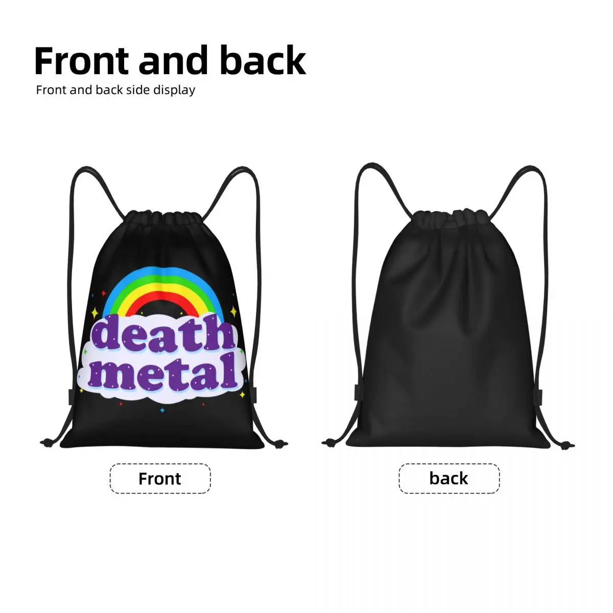 Custom Rock Music Death Metal Drawstring Bag for Training Yoga Backpacks Women Men Sports Gym Sackpack