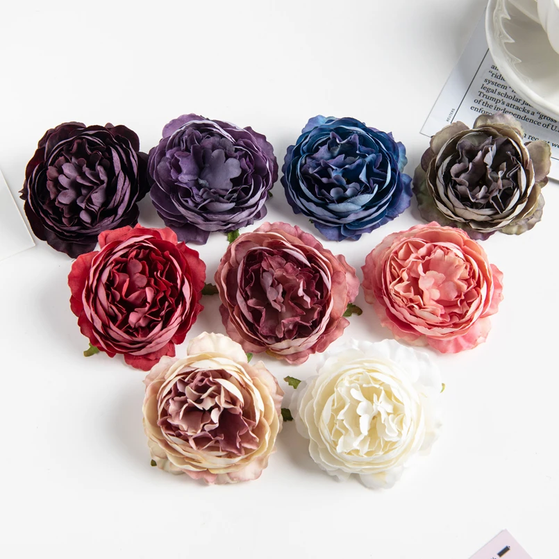 20/100PC Artificial Flowers Wedding Bouquet Scrapbooking Christmas Decorative Wreaths Home Room Decor DIY Party Fake Silk Peony