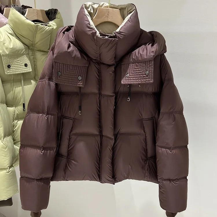 

Puffer Parkas Womens Snow Clothing Grid Fur Collar Split Thread Rainbow Metal Ruched Bio Cotton Button Champagne Feminino Single