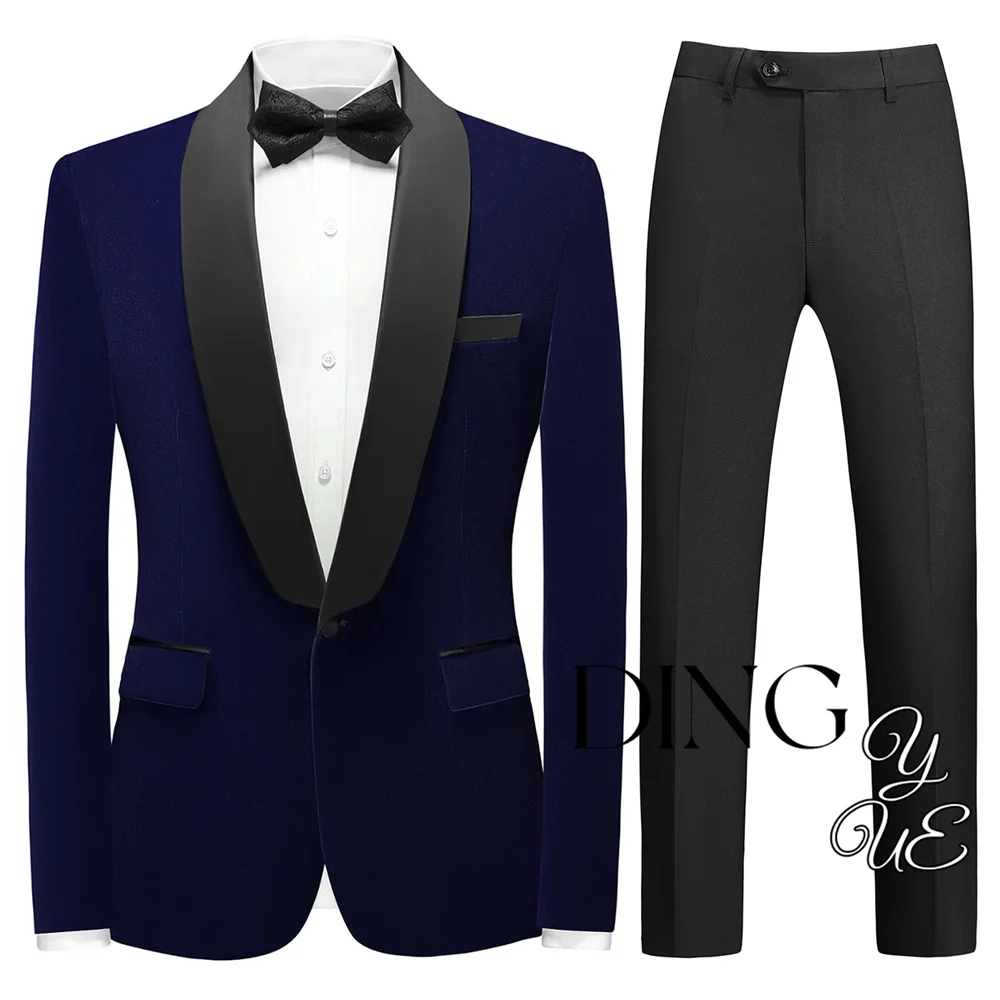 

Mens Velvet Suits Slim Fit 2 Piece Tuxedo Suit for Men Shawl Lapel Jacket Pants Set for Wedding Blazer 2 Pieces Terno Masculino