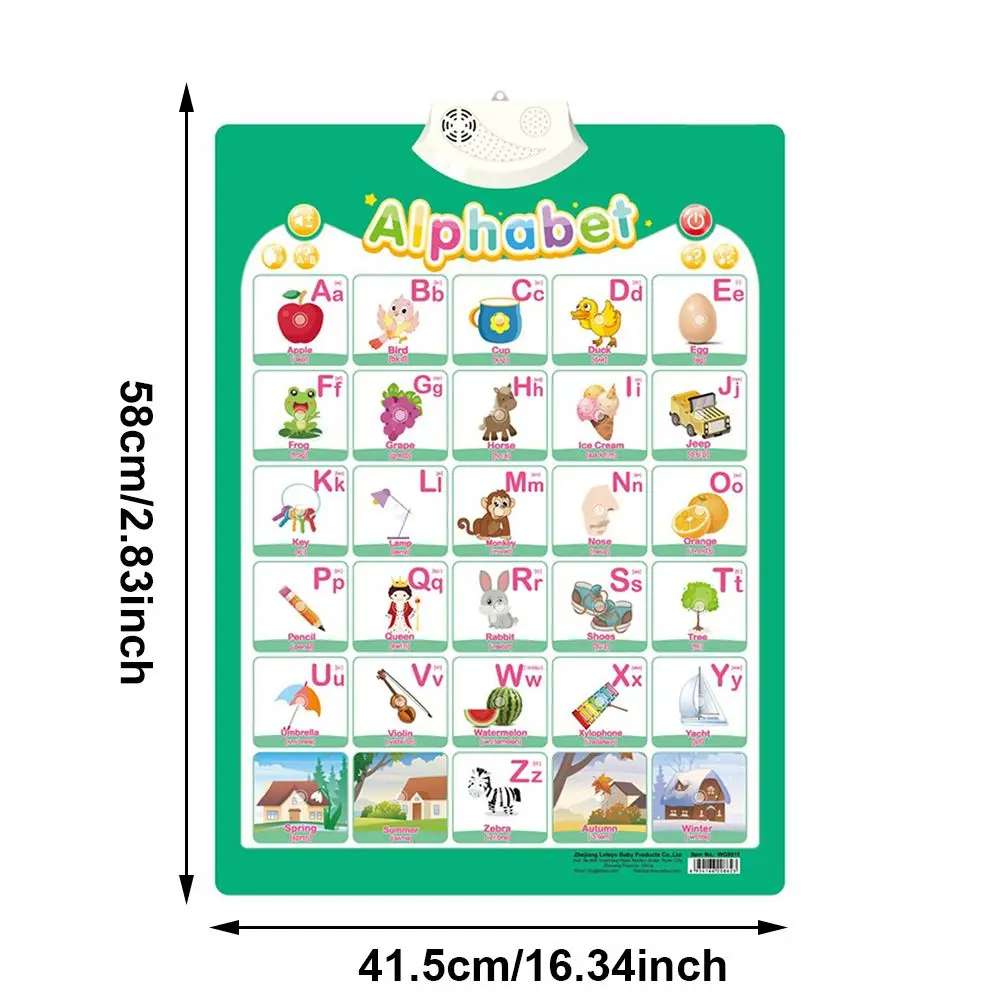 ABC Numbers Animal Talking Poster Wall Chart Electronic Interactive Alphabet Preschool Learning Toys Learning Poster