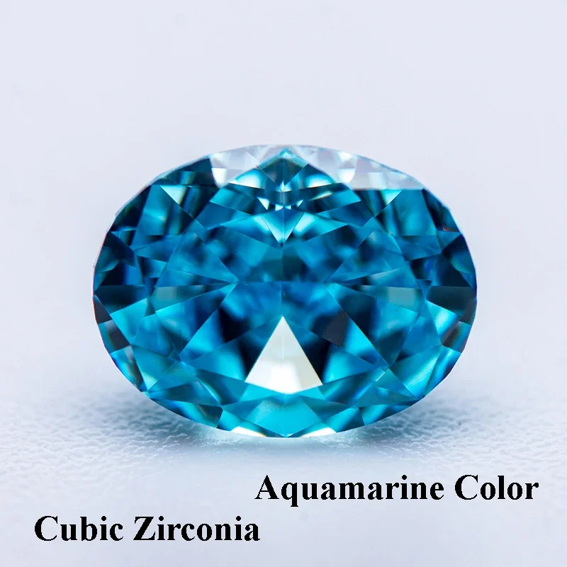 

Cubic Zirconia Crushed Ice Cut Aquamarine Color Oval Shape Charms Beads for Diy Jewelry Making Pendant Materials No Certificate