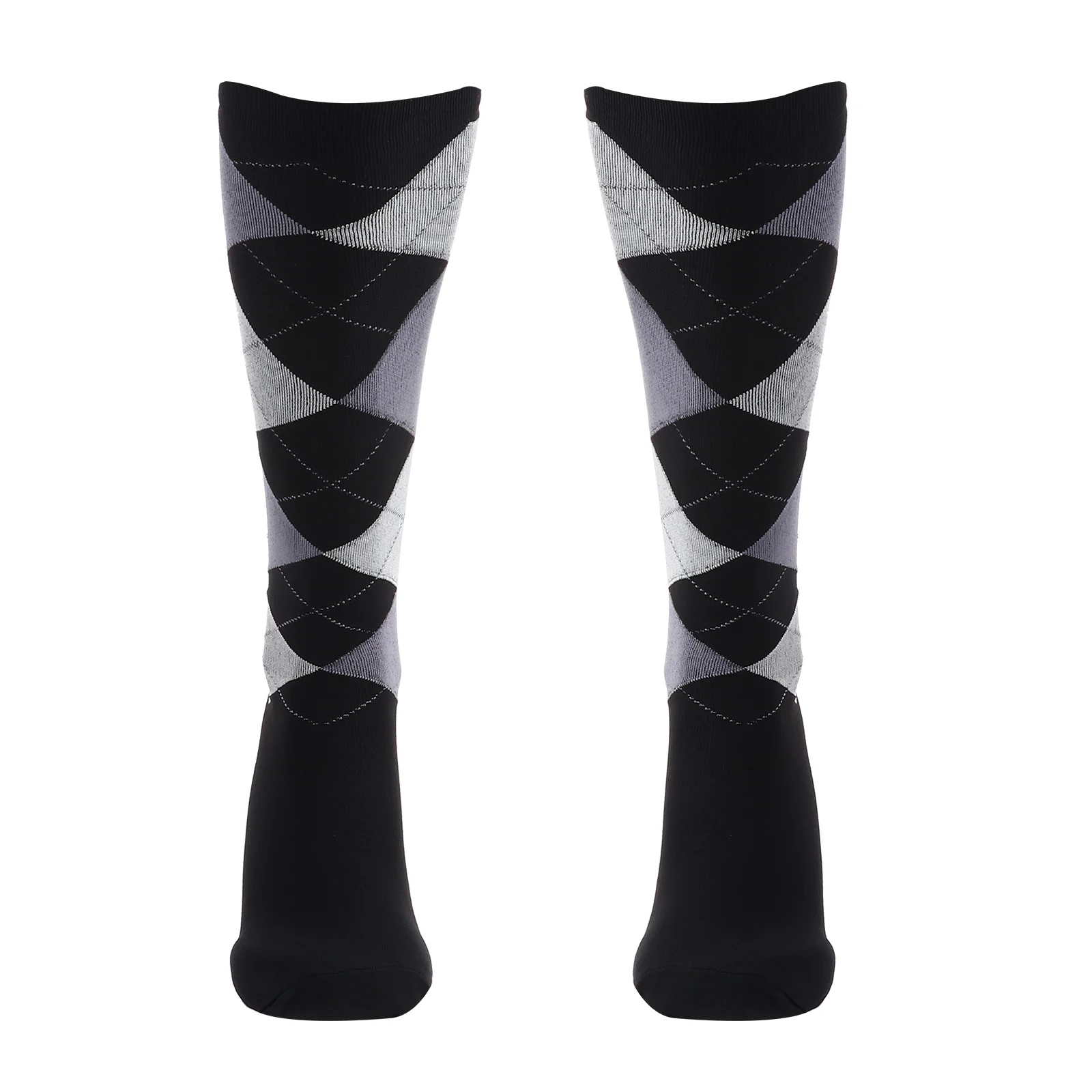 1 Pair Adults Unisex Sports Socks L/Xl Breathable Running Cycling Knee High Socks For Women Men Outdoor Fitness Rhombus Print
