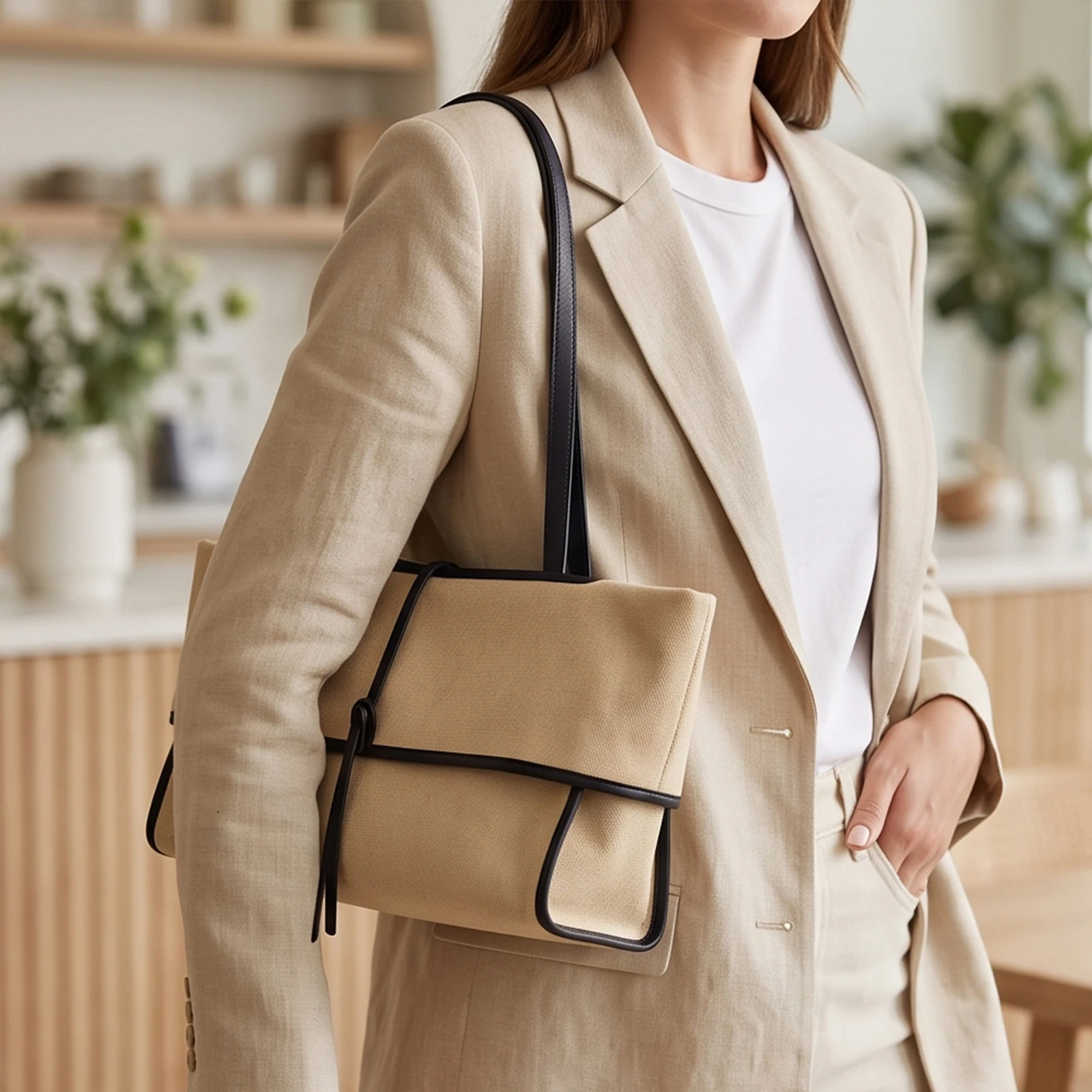 Cotton Linen Casual Tote Bag Large Capacity Women Shoulder Underarm Handbag for Work Birthday Holiday Gifts
