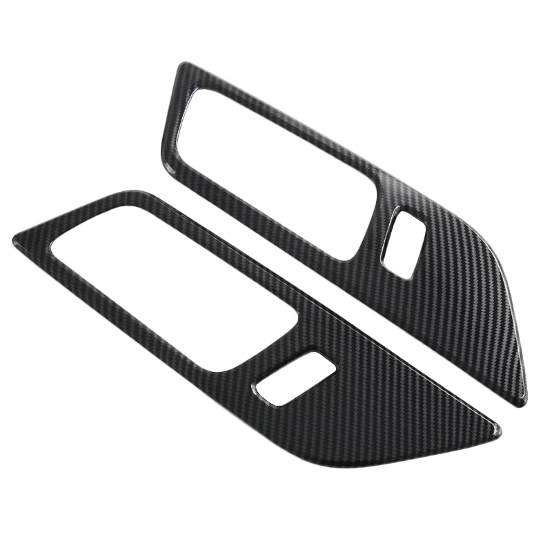 

For Ford Mustang 2024 2025 ABS Carbon fiber Inner Door Handle Panel Cover Trim Without Memory Seat Button